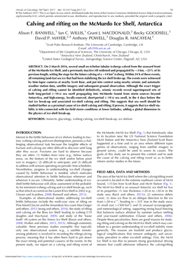 Calving and Rifting on the Mcmurdo Ice Shelf, Antarctica