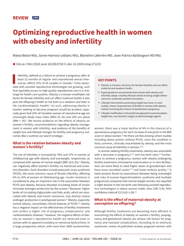 Optimizing Reproductive Health in Women with Obesity and Infertility