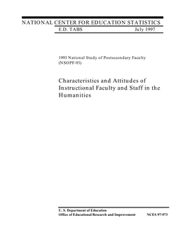 Characteristics and Attitudes of Instructional Faculty and Staff in the Humanities