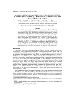 Camellia (Theaceae) Classification with Support Vector Machines Based on Fractal Parameters and Red, Green, and Blue Intensity of Leaves