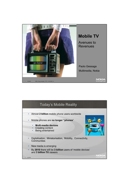 Mobile TV Avenues to Revenues
