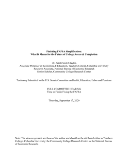 Finishing FAFSA Simplification: What It Means for the Future of College Access & Completion