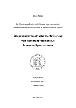 Massenspektrometrische Identifizierung Von Membranproteinen Aus Humanen Spermatozoen