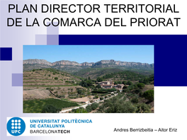 Plan Director De La Comarca Del Priorat