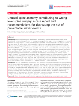 Unusual Spine Anatomy Contributing to Wrong Level Spine Surgery