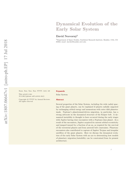 Dynamical Evolution of the Early Solar System, Because Their Spin Precession Rates Are Much Slower Than Any Secular Eigenfrequencies of Orbits