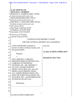 Labrada Class Action Complaint Final