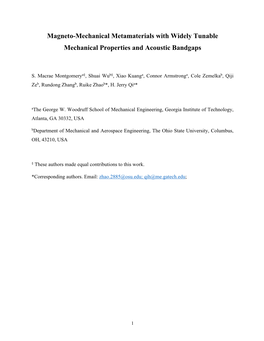 Magneto-Mechanical Metamaterials with Widely Tunable Mechanical Properties and Acoustic Bandgaps