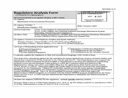 Regulatory Analysis Form