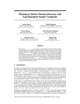 Planning in Markov Decision Processes with Gap-Dependent Sample Complexity