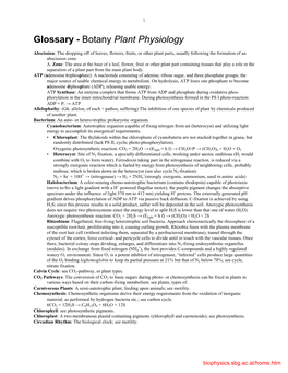 Glossary - Botany Plant Physiology