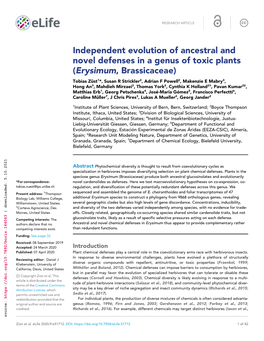 Independent Evolution of Ancestral and Novel Defenses in A