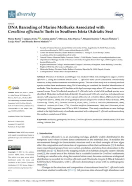 DNA Barcoding of Marine Mollusks Associated with Corallina Officinalis