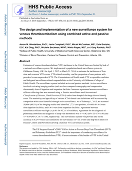 The Design and Implementation of a New Surveillance System for Venous Thromboembolism Using Combined Active and Passive Methods