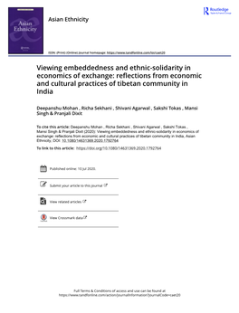Viewing Embeddedness and Ethnic-Solidarity in Economics of Exchange: Reflections from Economic and Cultural Practices of Tibetan Community in India