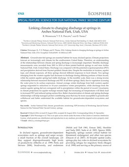 Linking Climate to Changing Discharge at Springs in Arches National Park, Utah, USA R