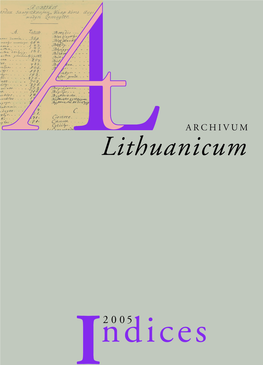 Archivum Lithuanicum Indices