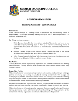 POSITION DESCRIPTION Learning Assistant