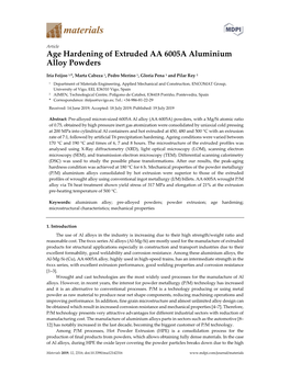 Age Hardening of Extruded AA 6005A Aluminium Alloy Powders