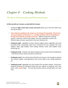 Chapter 8 Cooking Methods