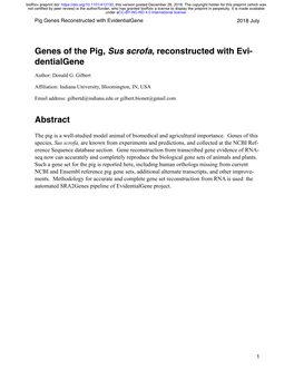 Genes of the Pig, Sus Scrofa, Reconstructed with Evidentialgene