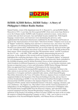 DZRH: KZRH Before, DZRH Today - a Story of Philippine's Oldest Radio Station