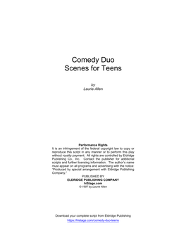 Comedy Duo Scenes for Teens