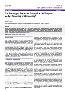 The Framing of Economic Corruption in Ethiopian Media: Revealing Or Concealing?