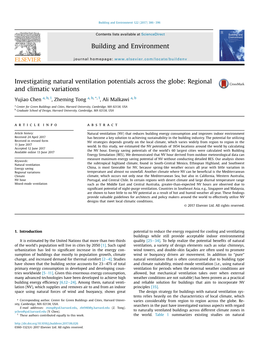 Investigating Natural Ventilation Potentials Across the Globe: Regional and Climatic Variations