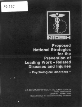 Proposed National Strategy for the Prevention of Psychological Disorders