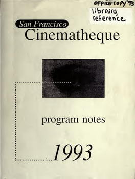 San Francisco Cinematheque Program Notes