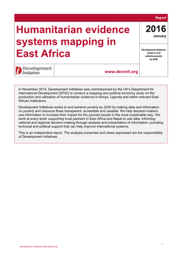 Humanitarian Evidence Systems Mapping in East Africa Are Available At