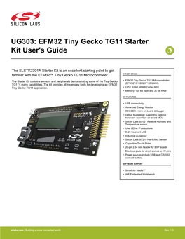 Silicon Labs EFM32 Tiny Gecko TG11 Starter Kit User's Guide