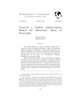 Toward a Public Enforcement Model for Directors' Duty of Oversight