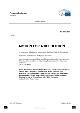 En En Motion for a Resolution