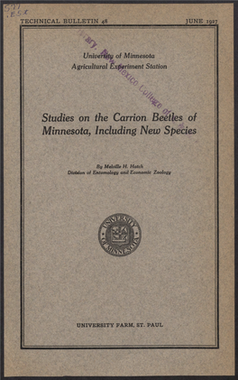 Studies on the Carrion Beeiles of Minnesota, Including New Species