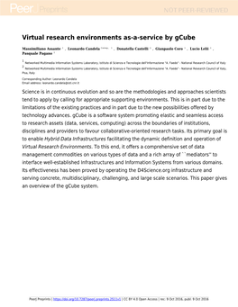 Virtual Research Environments As-A-Service by Gcube