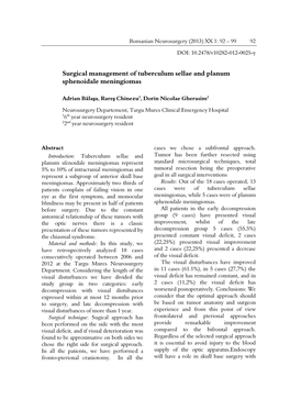 Surgical Management of Tuberculum Sellae and Planum Sphenoidale Meningiomas