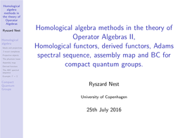 Homological Algebra Methods in the Theory of Operator Algebras