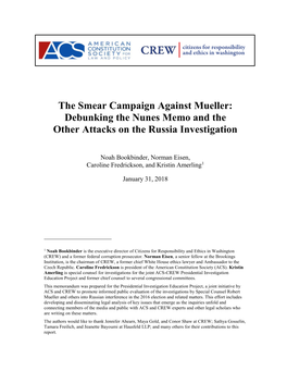 The Smear Campaign Against Mueller: Debunking the Nunes Memo and the Other Attacks on the Russia Investigation