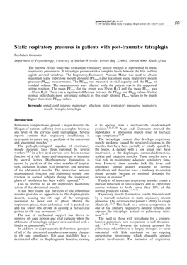 Static Respiratory Pressures in Patients with Post-Traumatic Tetraplegia