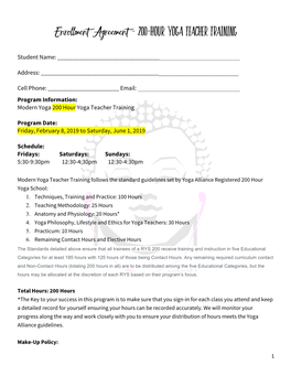 Enrollment Agreement - 200-Hour Yoga Teacher Training