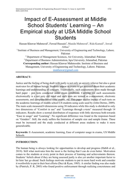 Impact of E-Assessment at Middle School Students' Learning