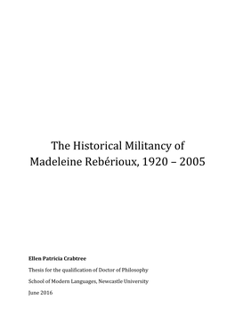 The Historical Militancy of Madeleine Rebérioux, 1920 – 2005