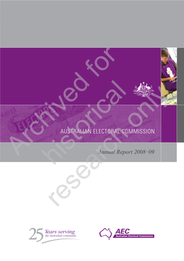Download the AEC Annual Report 2008 – 2009