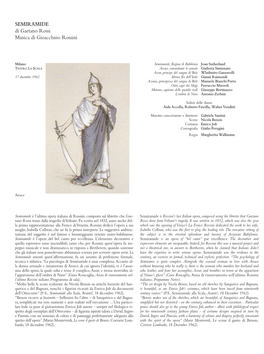 SEMIRAMIDE Di Gaetano Rossi Musica Di Gioacchino Rossini