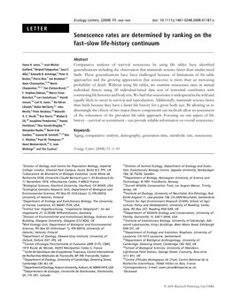 Senescence Rates Are Determined by Ranking on the Fast–Slow Life-History Continuum