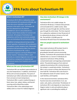 Fact Sheet “Primer on Technetium-99 and Technetium-99M