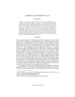 JÖRG LÖSCHKE/ Harmony and Intrinsic Value