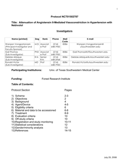 Protocol NCT01502787 Title: Attenuation of Angiotensin II